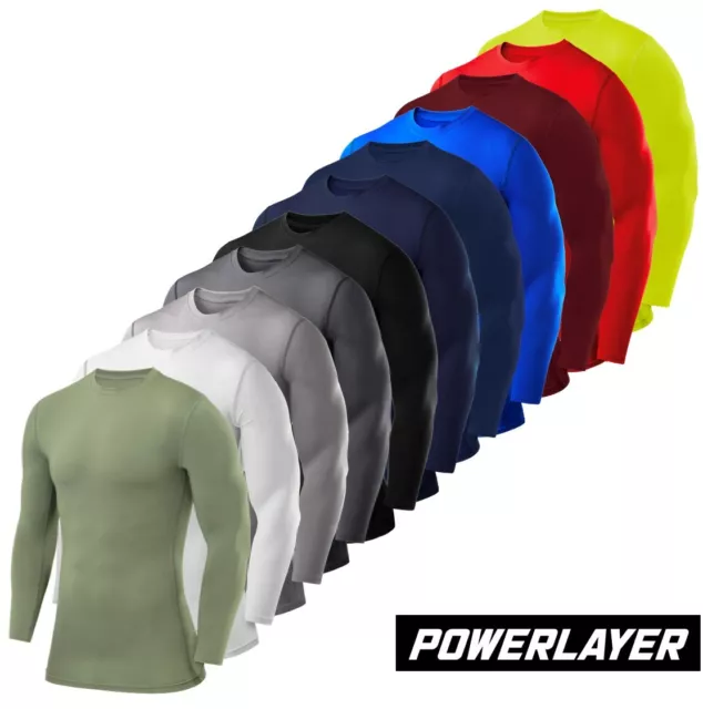 PowerLayer Compression Base Layers Mens Boys Crew Neck Top Running Sports