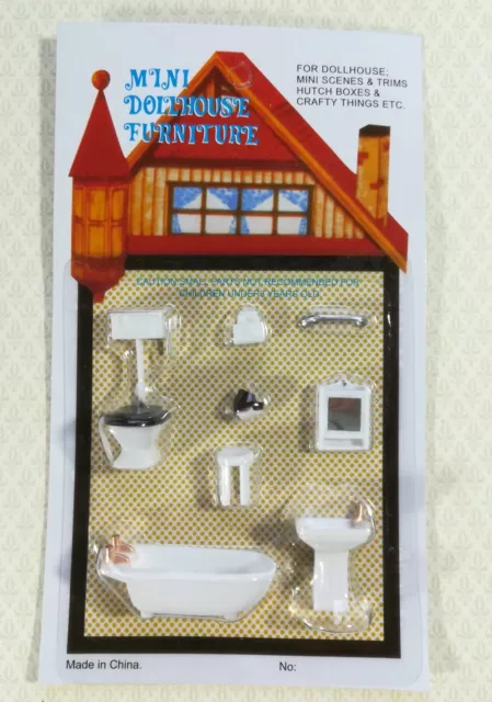 Dollhouse Miniature 1/4" Quarter Scale Bathroom Set Toilet Sink Bathtub 1:48
