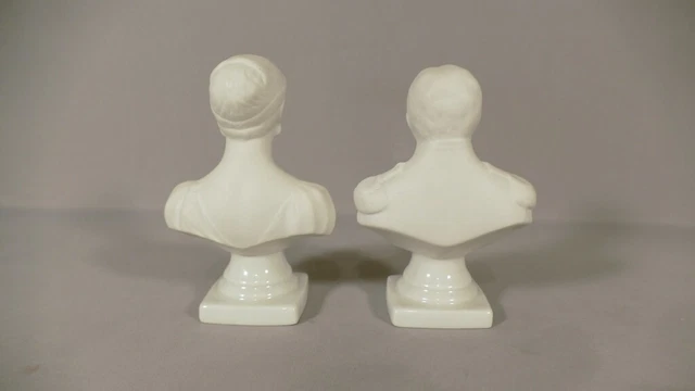 Paire De Bustes Napoléon Et Joséphine En Biscuit De Limoges, époque Vers 1950 3