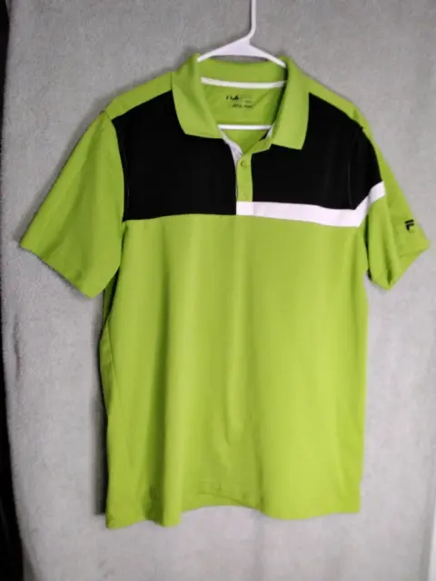 FILA SPORT MENS Golf Polo Shirt Size L Colorblock Green black Short ...