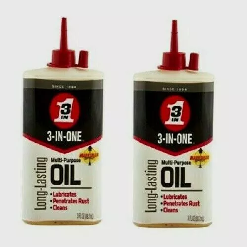 3 IN ONE Long Lasting Multi Purpose Oil Lubricates Cleans Protects 3 OZ - 2 Pack