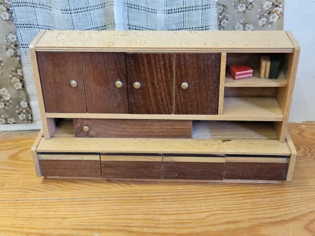 (RB)5025-259, alter Schrank aus Holz, Puppenhausmöbel, Spielzeug, Deko