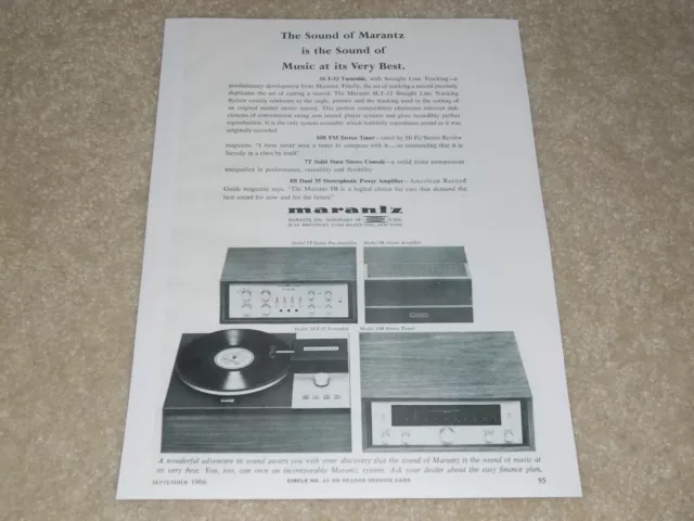 Marantz 1966 Ad, 1 Page, 10B Tuner, 8B Amp, SLT-12 Platine, 7T Préamp, Article