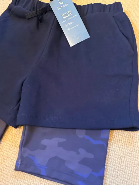 New with Tags Boys active kids shorts blue double layer Age 9 RRP £7 summer