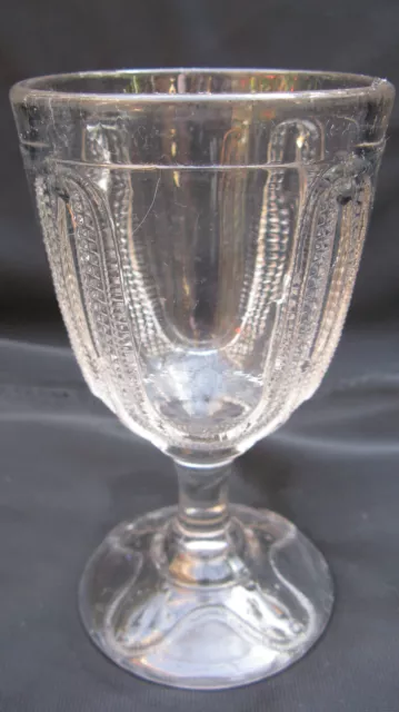 1880s EAPG Pattern Glass Adams Curtain Tie Back Water Goblet