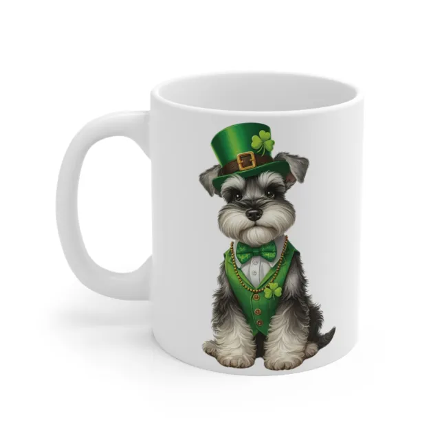 St. Patrick's Day - Miniature Schnauzer Dog - 11oz Ceramic Mug - Lead and BPA...