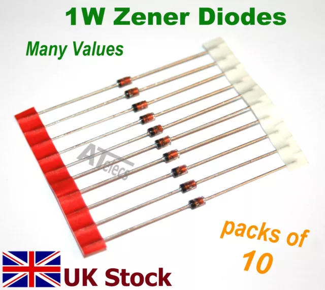 1W Zener Diodes Many Values   3v-100v  1N4727A to 1N4764A 1.0W DO-41 Package -UK