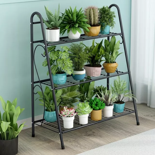 3 Tiers Metal Plant Stand Ladder Flower Pot Display Shoes Rack Shelf Side Decor