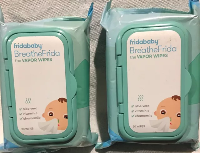 Frida Baby Breathefrida (2) Packs Vapor Wipes for Nose Chest, 30 ct,