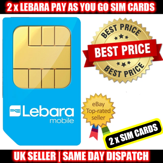 2 x BRAND NEW LEBARA MOBILE PAY-AS-YOU-GO Trio-SIM CARD (Standard/Micro/Nano)