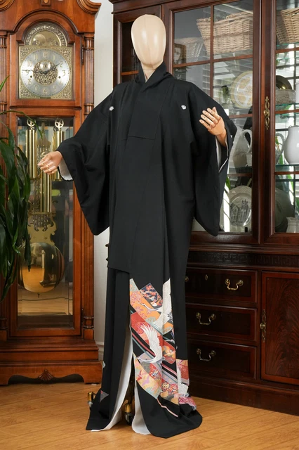 Dear Vanilla Japanese Silk Tomesode Kimono Women's Authentic Japan Vintage Mint