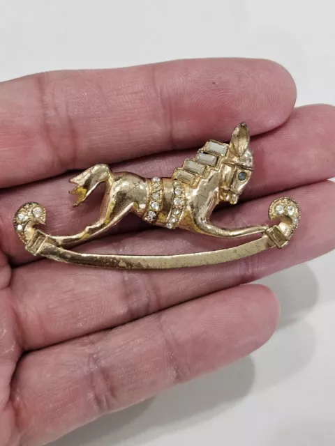 Vintage  Pegasus CORO 1940s Rocking Horse pin brooch. 2.25"