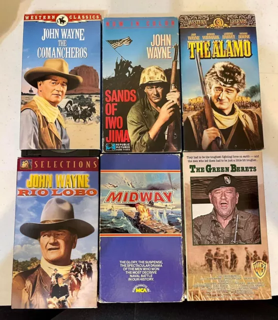 VHS MOVIE LOT Westerns, WW2, John Wayne, The Green Berets, The Alamo ...