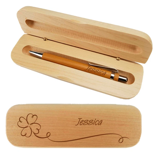 Elefantasie Holzkugelschreiber mit Gravur aus Buchenholz mit Metallclip Ihr Name oder Text graviert als Geschenk Kugelschreiber