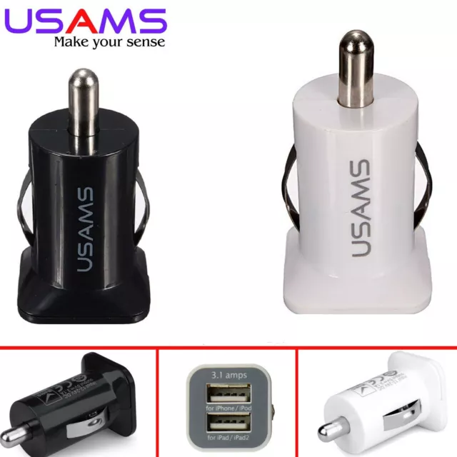 Usams Car Charger Mini Dual USB 12V 3.1Amp Universal Car Lighter Charger Adaptor