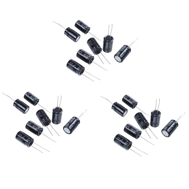 30 pz condensatori elettrolitici radiali 22UF 400V 105C neri 13 mm x 21 mm J2R5