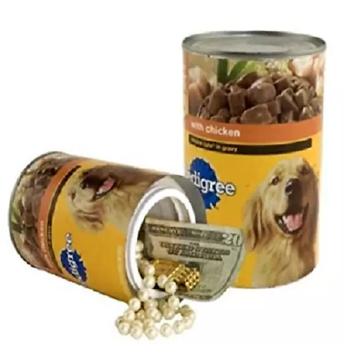 Secret Pedigrí Comida para Perro Lata Caja Segura Dinero Metal Efectivo Seguridad Llave de Almacenamiento Oculta