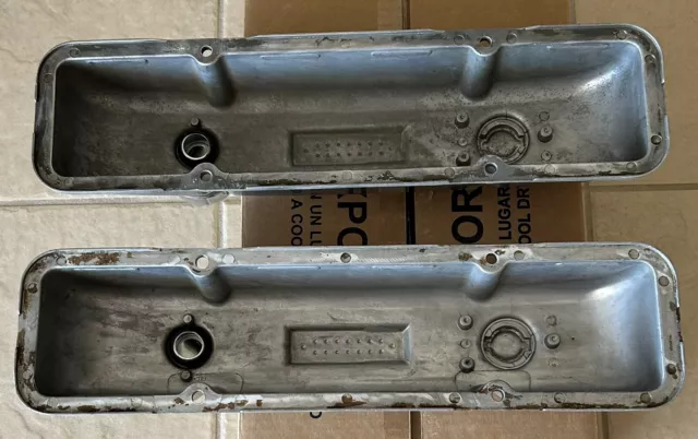 VINTAGE FINNED ALUMINUM Chevy Small Block Valve Covers, $54.46 ...
