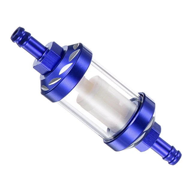 Universal In Line Petrol Fuel Gasoline Oil Filter, Blue