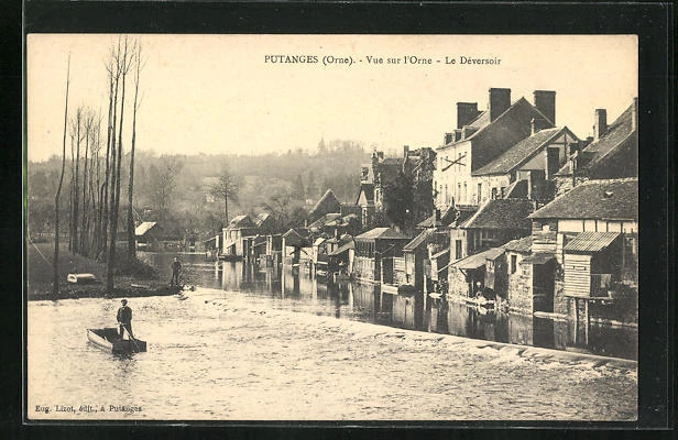 CPA Putanges, Vue sur l´Orne, Le Deversoir