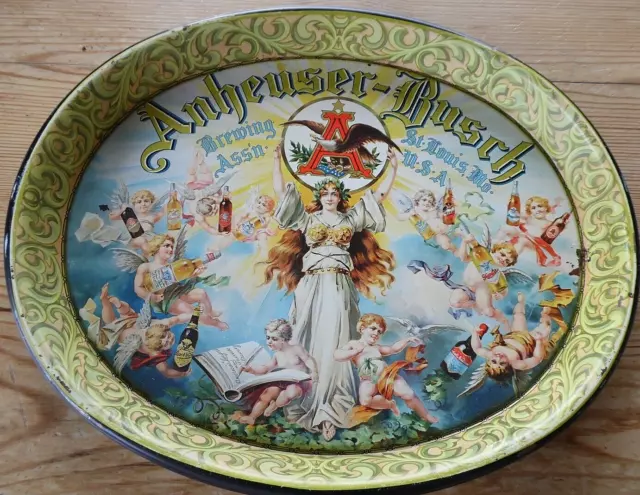 Vintage American Metal Beer Tray Cherubs Angels St Louis USA Mancave