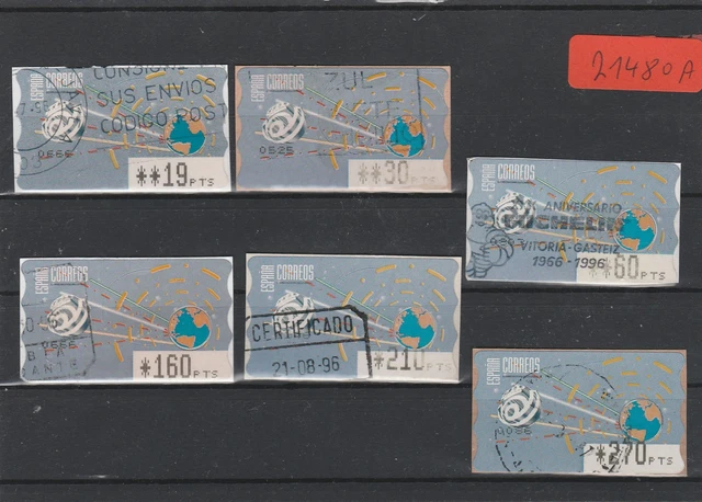 Spanien   Automatenmarken  gestempelt   6x  MiNr. 12,2