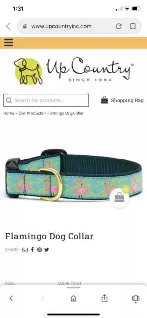 Up Country XS Narrow Pink And Green Flamingo Collar PREPPY!