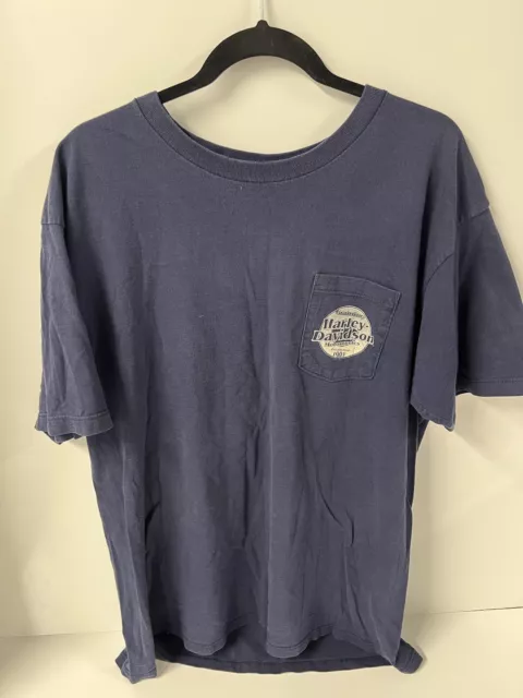 vintage harley davidson t shirt US Import Blue XL Bahamas Mint Pocket On Breast