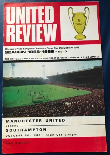 Manchester United - Southampton programme 1968 Man Utd Best Law Charlton Busby