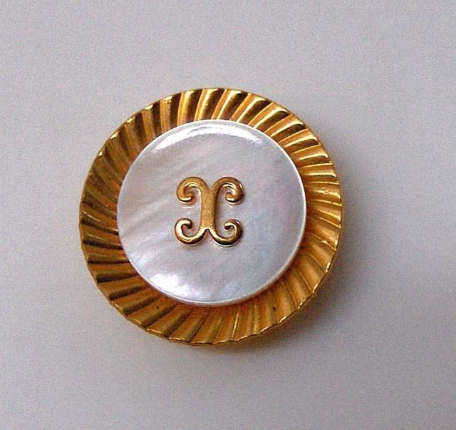 Bouton Ancien Métal Doré Avec Strass - 1,9 Cm - Mercerie Vintage - Occasion