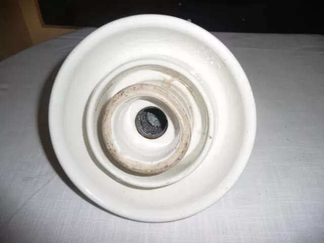 Large Brown And White Porcelain/Ceramic Insulator On A Metal Stand 6