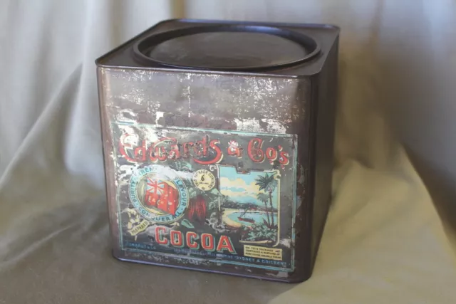 Vintage EDWARDS & Co 6lb Prepared Cocoa Tin 2