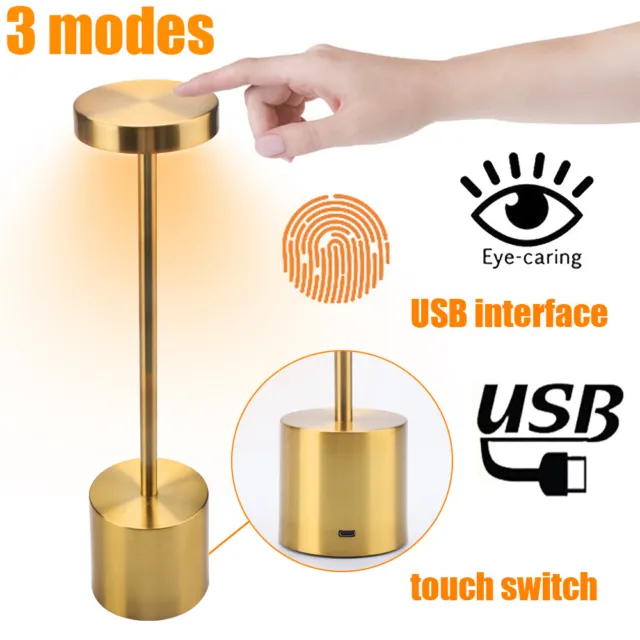 Cordless Touch Desk Lamp LED Rechargeable USB Dimming Table Light For Bar KTV