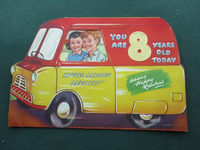 1950's BIRTHDAY CARD - EXPRESS DELIVERY VAN - WOW