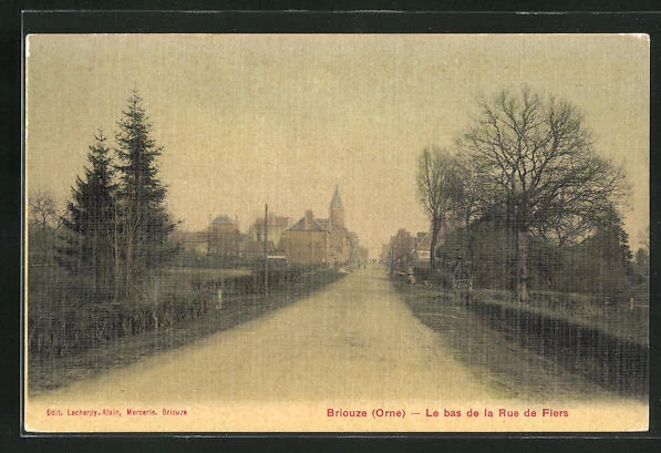 CPA Briouze, le bas de la Rue de Flers