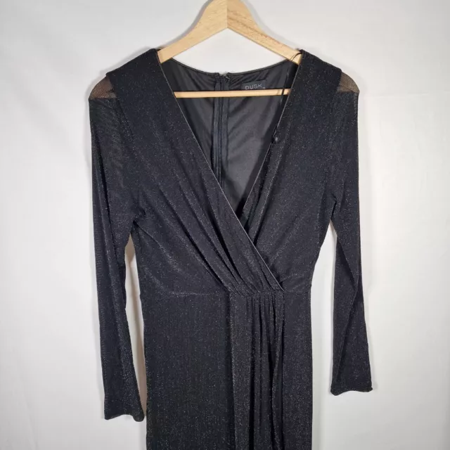 Ladies DUSK Black Shimmery long maxi dress size 10 occasion dress cocktail party