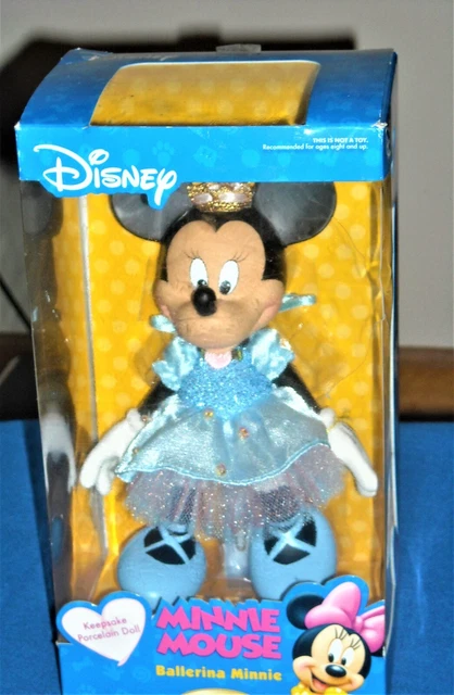 WALT DISNEY Brass Key Minnie Mouse Ballerina Porcelain Doll Figurine New In Box
