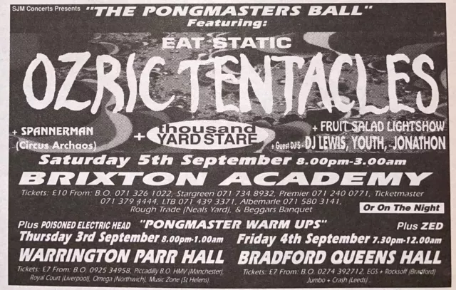 Ozric Tentakel - Gig-Werbung - Brixton Academy - 5.09.1992 - Bradford/Warrington