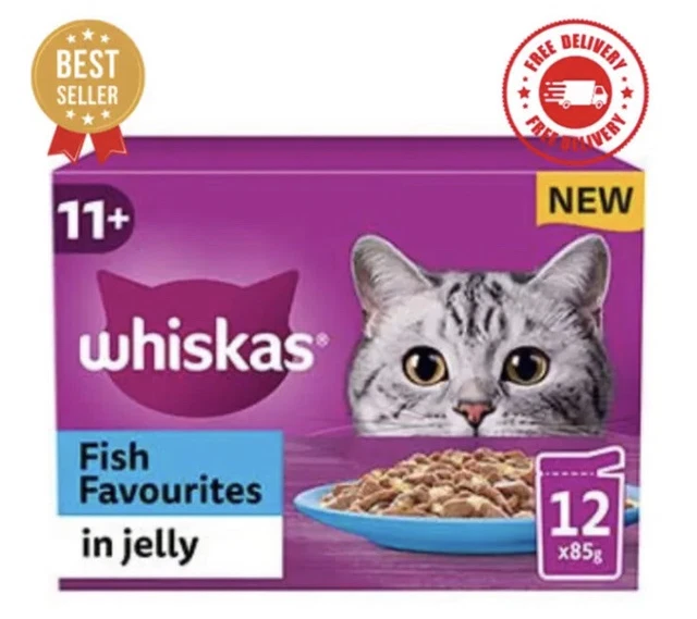 Whiskas Senior 7+ Fish Favourites in Jelly Wet Cat Food Pouches - 12 x 85g