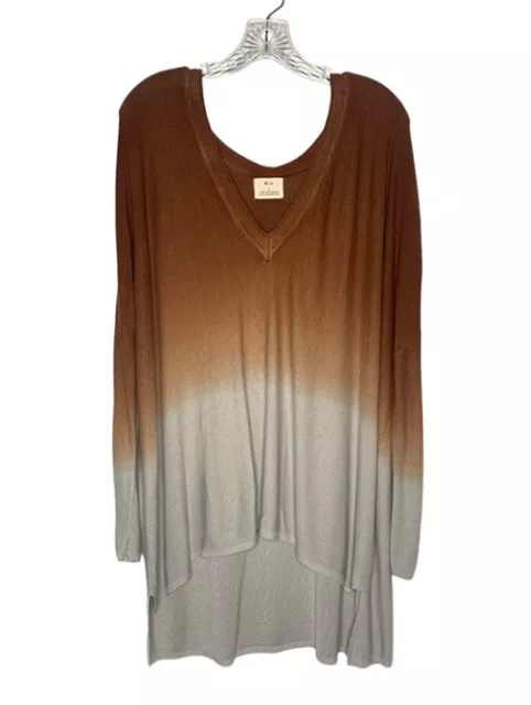 Pins + Needles Urban Outfitters Brown to Gray Ombre V-Neck Lightweight Sweater L