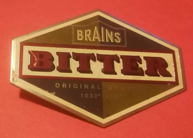 Beer pump clip badge BRAINS brewery BITTER real ale METAL Cardiff Wales 1990s