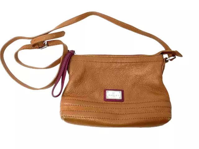 Radley Crossbody Bag Tan Leather in Dustbag Women's Handbag Zip-up