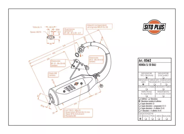 0562 Silencieux Site Plus Honda Sj 50 Bali 2T Homologué Neuf