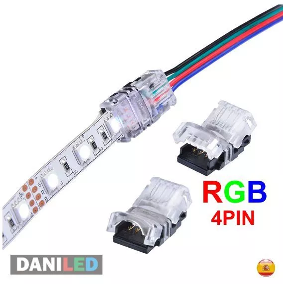 CONECTOR RGB DIRECTO CABLE A TIRA PARA TIRAS LED SMD 5050 10mm IP65 IP20 (NUEVO)