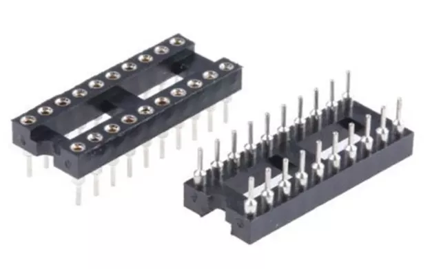 Pack 10 DIL IC Socket Turned Pin 20 Way 0.3"