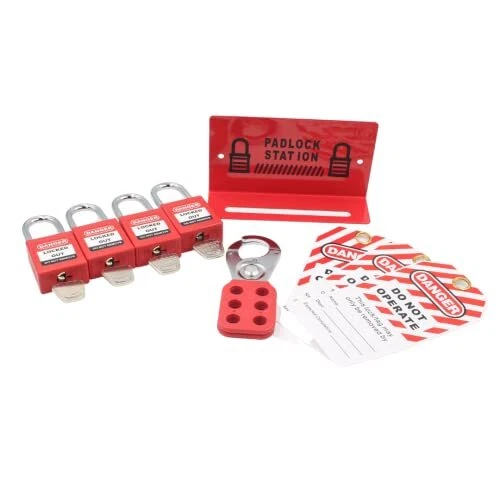 LWO - Lockout Tagout Lock Kit w/ Tagout station - 4 Loto Locks Non Conductive...