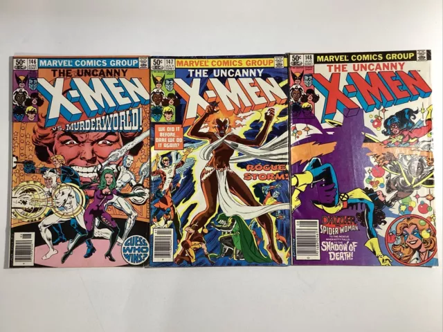 The Uncanny X-Men #146 #147 #148 (1981) Arcade/Rogue Storm/1st Caliban VG/Fine