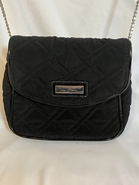 Vera Bradley Chain Fabric Crossbody Shoulder Bag Classic Black Quilted