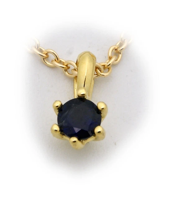 Pendentif Femme En Or 8 Carats Avec Saphir Bleu Véritable - Création Geno Schmuck Allemagne, Neuf Étiqueté