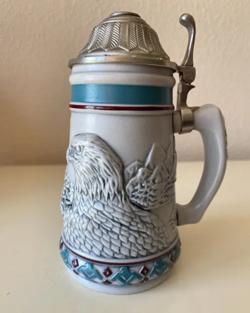 Vintage Avon 1990 Endangered Species American Bald Eagle Lidded Beer Stein